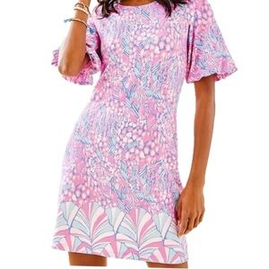 Lilly Pulitzer, Floral Pink Dress, Size L
